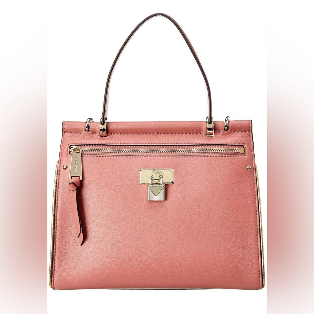 Michael Kors Rose Pink Jasmine Satchel Purse Quiet Luxury Structured Leather Bag - Picture 5 of 14